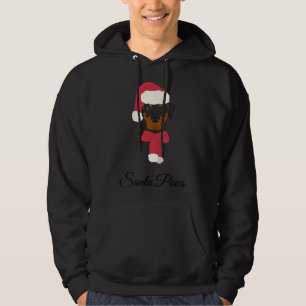 Rottweiler Christmas Illustration Dog With Santa H Hoodie