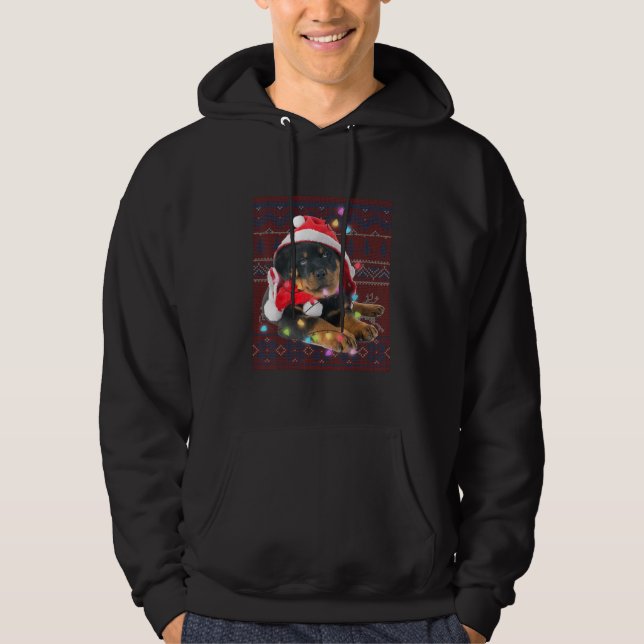 Rottweiler Christmas Lights Ugly Sweater Dog Lover (Front)