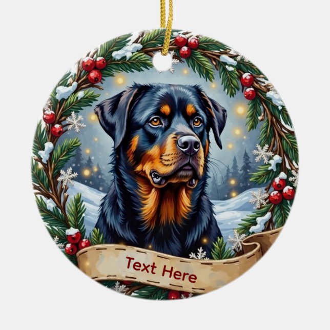 Rottweiler Christmas Ornament (Front)