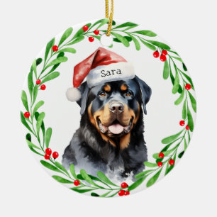 Rottweiler Christmas Personalized Monogram Name Ceramic Tree Decoration