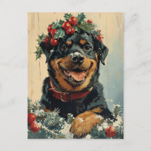 Rottweiler Christmas Postcard