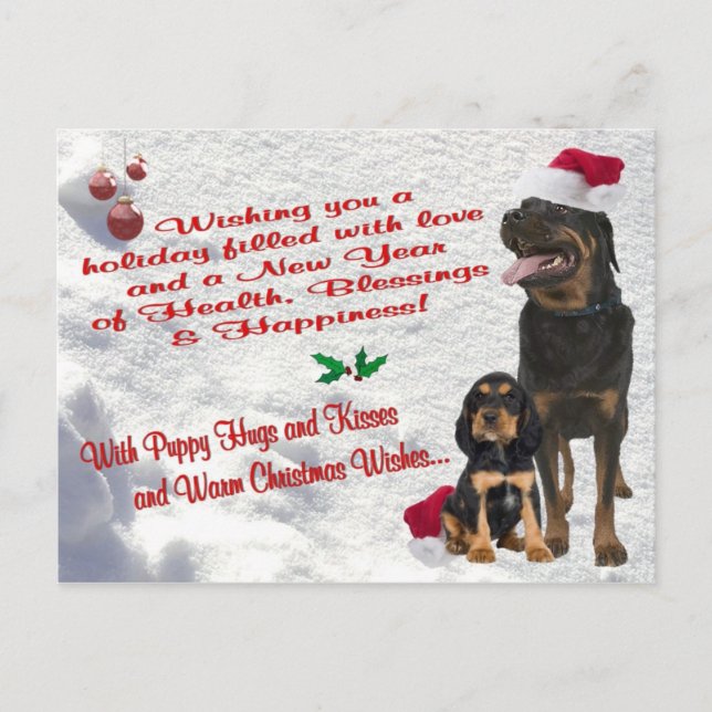 Rottweiler Christmas Snow Scene Postcard (Front)