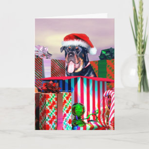 Rottweiler Christmas Surprise Holiday Card