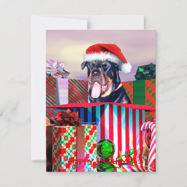 Rottweiler Christmas Surprise Invitation (Front)