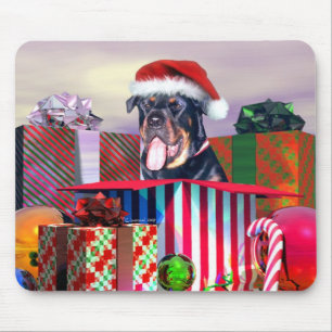 Rottweiler Christmas Surprise Mouse Pad