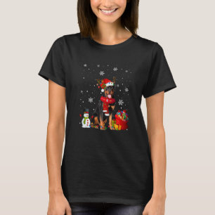 Rottweiler Christmas Tree Lights Dog Puppy T-Shirt