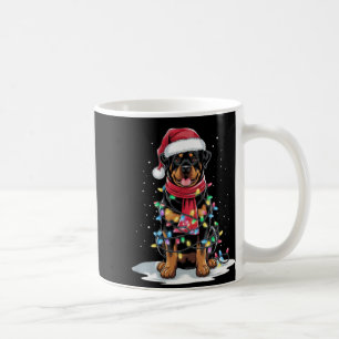 Rottweiler Christmas Tree Santa Hat Lights Xmas Do Coffee Mug