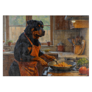 Rottweiler Cooking in Kitchen Cutting Board