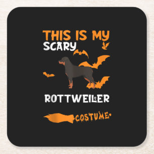 Rottweiler Costume Halloween Lazy Scary Dog Tank Square Paper Coaster