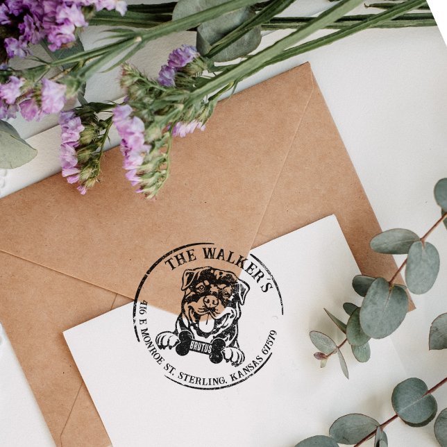 Rottweiler Custom Family Return Address   Rubber Stamp (Creator Uploaded)