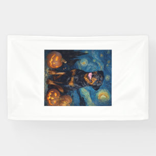 Rottweiler Cute Dog Halloween Jack O Lantern Pumpk Banner