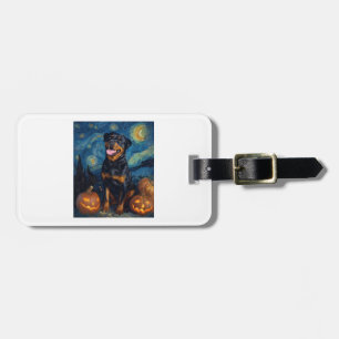 Rottweiler Cute Dog Halloween Jack O Lantern Pumpk Luggage Tag