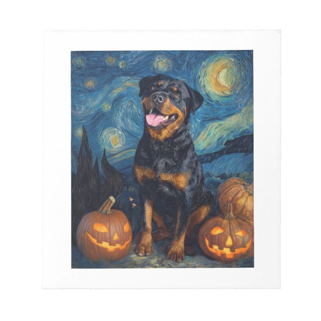 Rottweiler Cute Dog Halloween Jack O Lantern Pumpk Notepad (Front)
