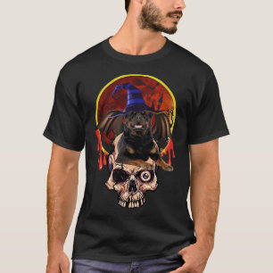 Rottweiler Cute Dog Witch Pumpkin Halloween T-Shirt