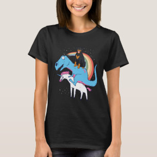 Rottweiler Dinosaur Riding Unicorn Kids Men Rainbo T-Shirt
