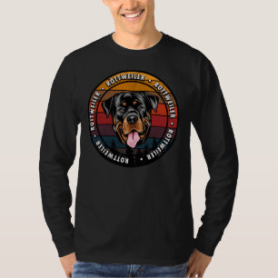 Rottweiler Distressed Sunset Retro Dog Face 25 T-Shirt
