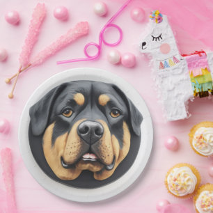 Rottweiler Dog 3D Inspired Paper Plate