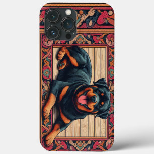 Rottweiler Dog 3D Stylish Colourful Border iPhone 13 Pro Max Case