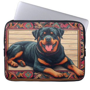 Rottweiler Dog 3D Stylish Colourful Border Laptop Sleeve