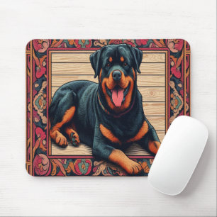 Rottweiler Dog 3D Stylish Colourful Border Mouse Pad
