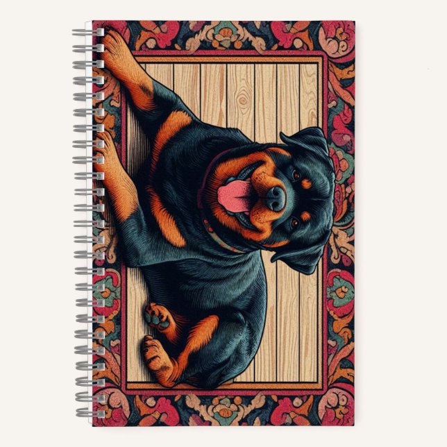 Rottweiler Dog 3D Stylish Colourful Border Notebook (Front)