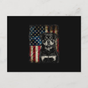 rottweiler dog 4th of july american flag patriotic announcement postcard