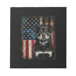 rottweiler dog 4th of july american flag patriotic notepad