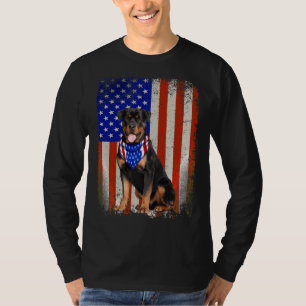 Rottweiler Dog American Flag 4th Of July Patriotic T-Shirt