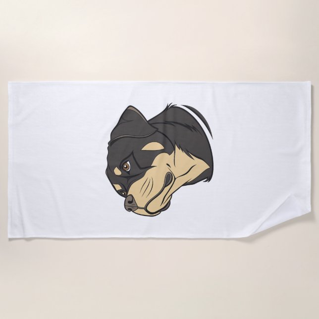 Rottweiler Dog Art Beach Towel (Front)
