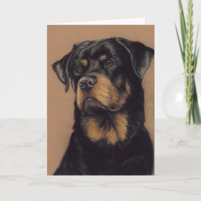 "Rottweiler" Dog Art Blank Notecard (Front)