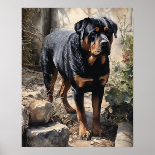 Rottweiler Dog Art Print Poster