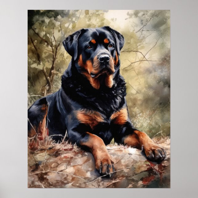 Rottweiler Dog Art Print Poster (Front)