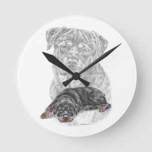 Rottweiler Dog Art Round Clock
