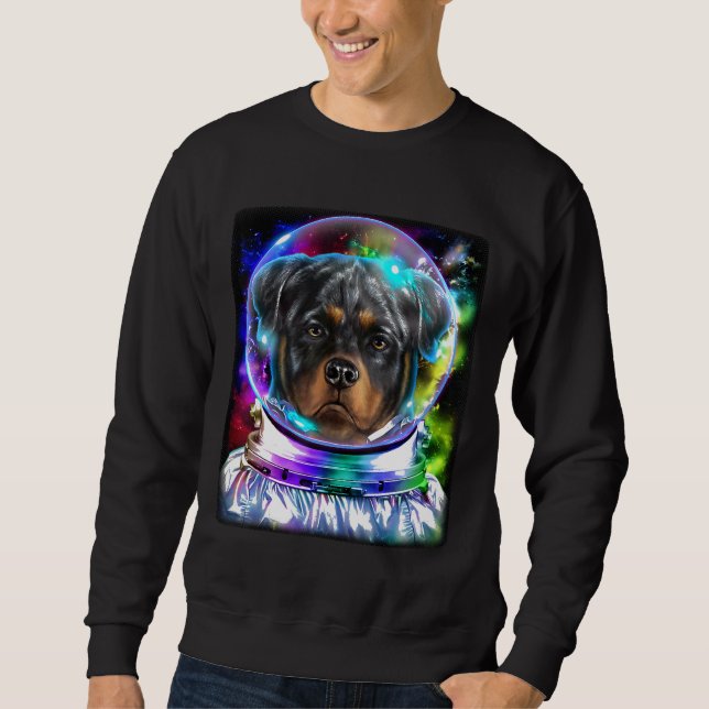 Rottweiler Dog As Astronaut Exploring Space And Ga Sweatshirt (Front)