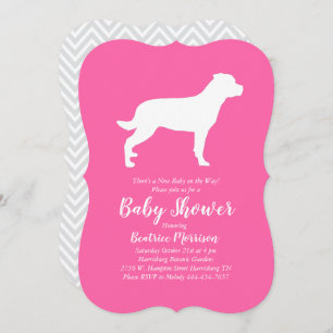 Rottweiler Dog Baby Shower Pink Girl Rottie Invitation