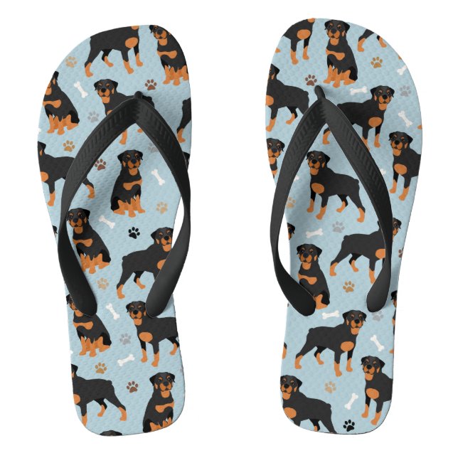 Rottweiler Dog Bones and Paws Jandals (Footbed)