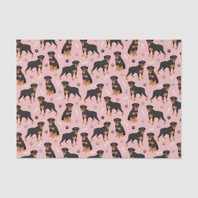Rottweiler Dog Bones and Paws Tissue Paper (Front)