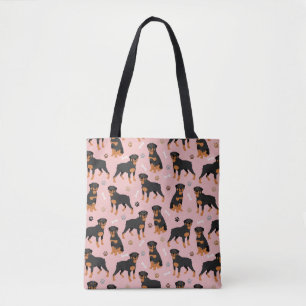 Rottweiler Dog Bones and Paws Tote Bag