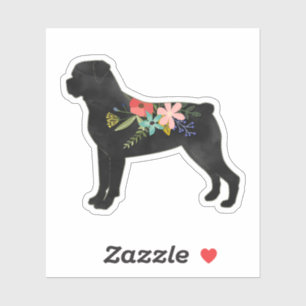 Rottweiler Dog Breed  Boho Floral Silhouette