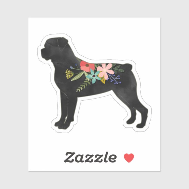 Rottweiler Dog Breed  Boho Floral Silhouette (Sheet)