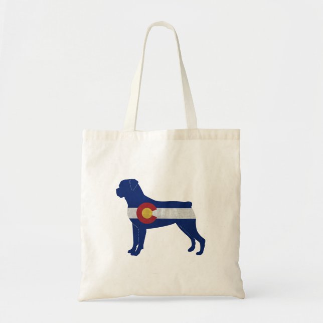 Rottweiler Dog Breed Colorado Flag Silhouette Tote Bag (Front)