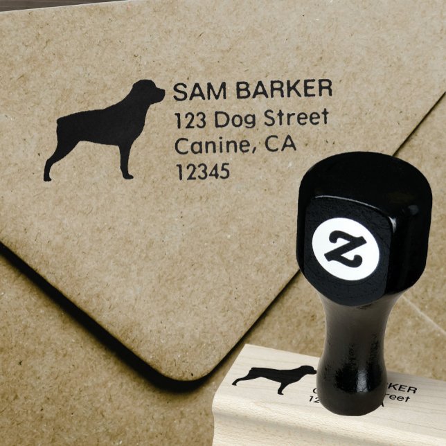 Rottweiler Dog Breed Silhouette Return Address Rubber Stamp (Creator Uploaded)