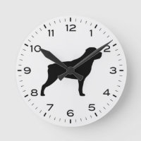 Rottweiler Dog Breed Silhouette Round Clock