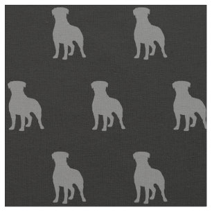 Rottweiler Dog Breed Silhouettes Patterned Fabric