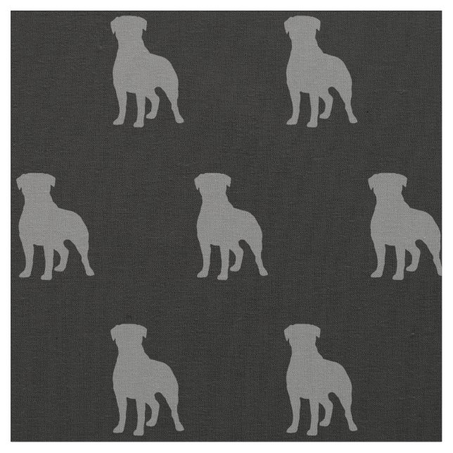 Rottweiler Dog Breed Silhouettes Patterned Fabric (Close Up)