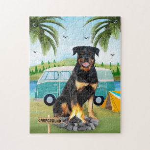 Rottweiler Dog Camping  Jigsaw Puzzle