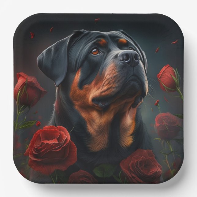 Rottweiler Dog Cardboard Plates (Front)