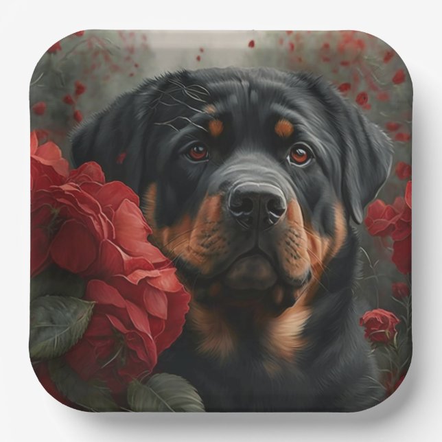 Rottweiler Dog Cardboard Plates (Front)