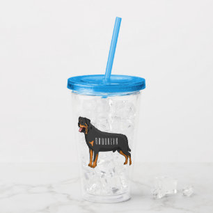 Rottweiler dog cartoon illustration acrylic tumbler