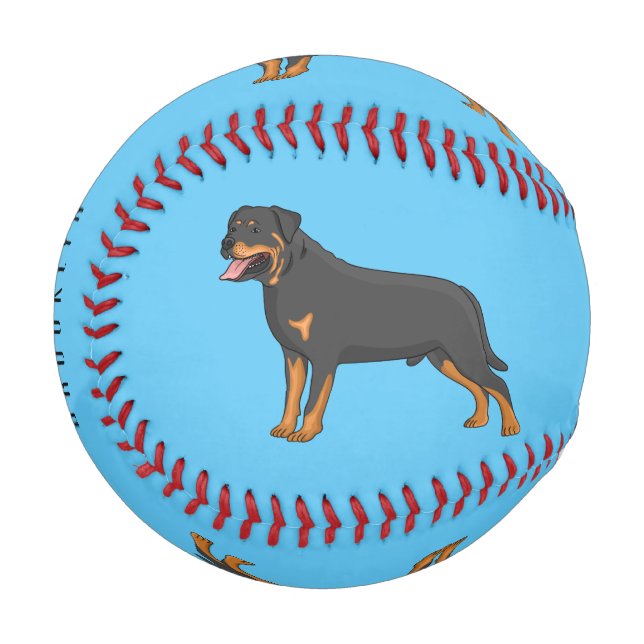 Rottweiler dog cartoon illustration baseball (Front Left)